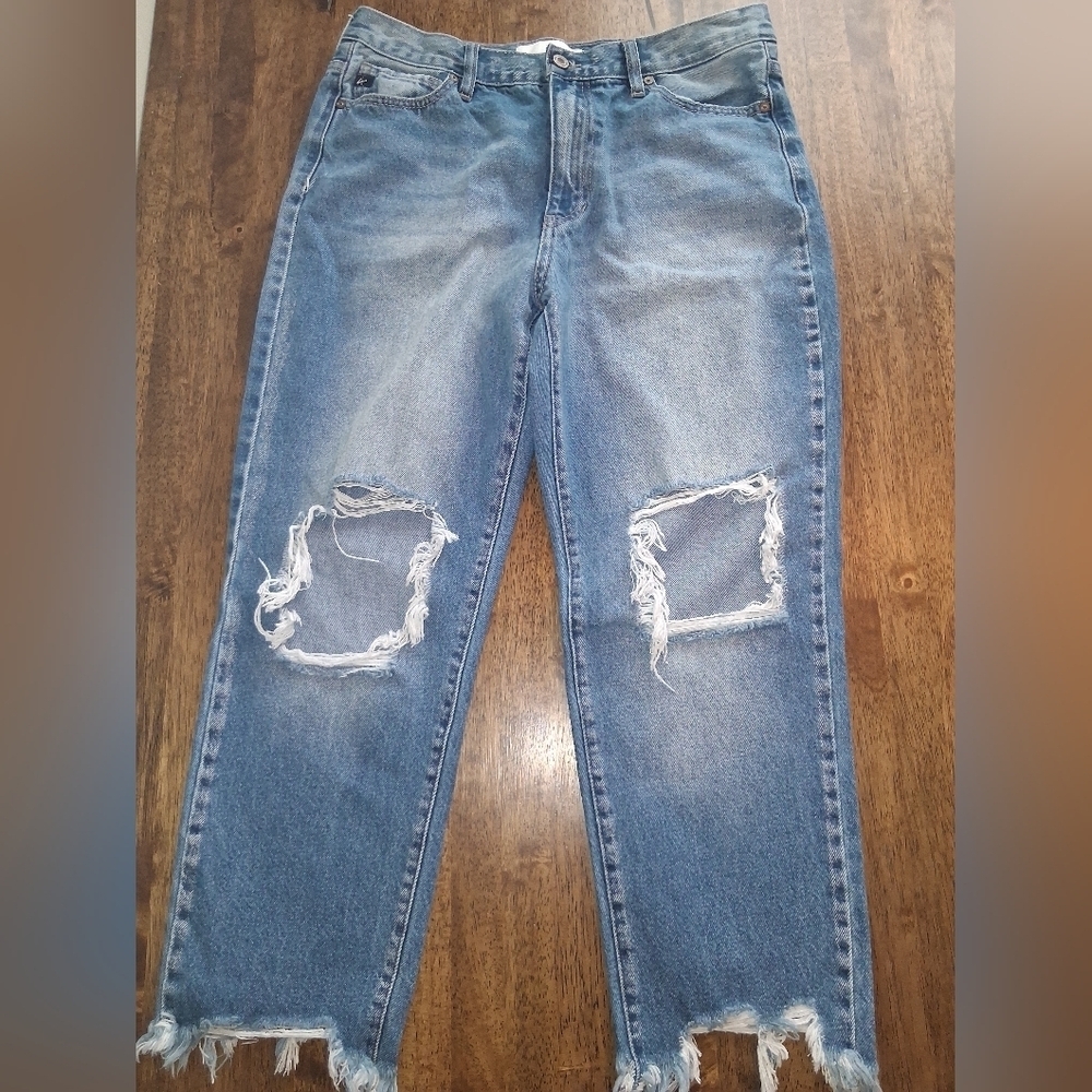 KanCan Distressed Medium Wash 100% Cotton Cropped Jeans Estilo KC7180M 11/29